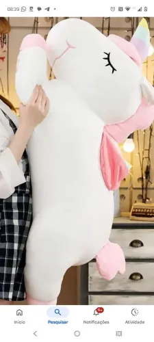Pelúcia grande 80cm unicórnio