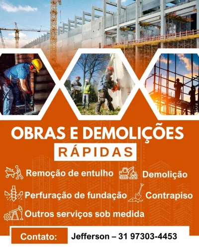 Demolição, Retirada de Entulho, Contrapiso e Serviços de Obra