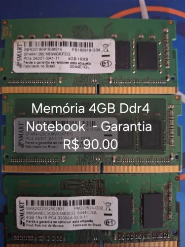 Memória 4GB DDR4 Notebook - Garantia.