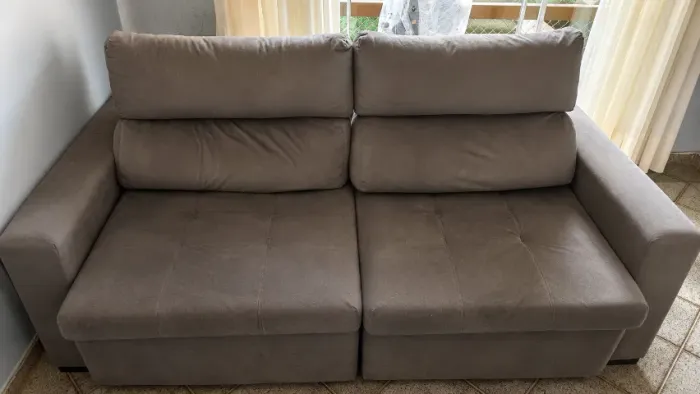 Sofá Retrátil 3 Lugares Cinza Suede TOKSTOK