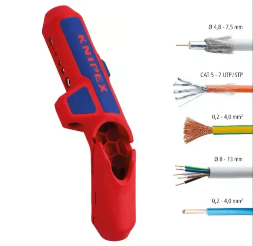 KNIPEX ErgoStrip Original - Decapador Multifuncional para Cabos Elétricos, Rede e Coaxiais