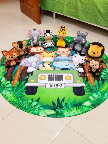 Decoração aniversário SAFARI Animais feltro Pegue e Monte