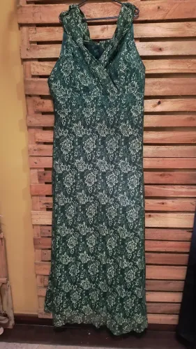 Vestido Longo de Festa Verde/Dourado