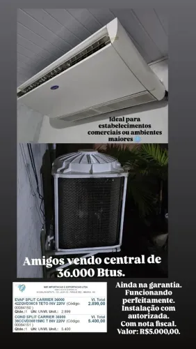 Vendo Central de Ar condicionado Split Carrier 36.000 Btu's