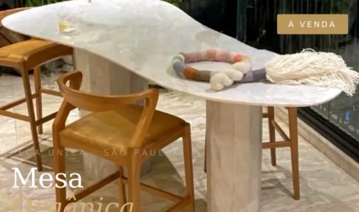 Mesa de Pedra alta de Mármore branco Paraná