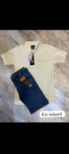 conjunto gola polo infantil de 2 a 12 anos