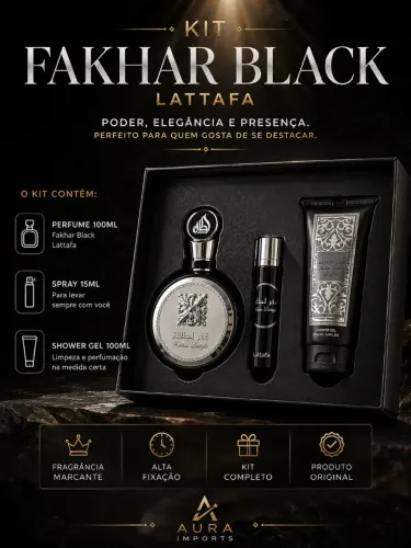 Kit Perfume Árabe Masculino Importado | Fakhar Black Lattafa | Inspiração YSL Y | Campinas