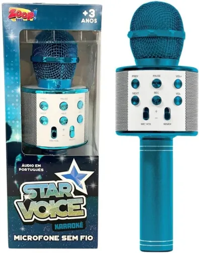 Microfone Infantil Star Voice Bluetooth Azul Zoop Toys