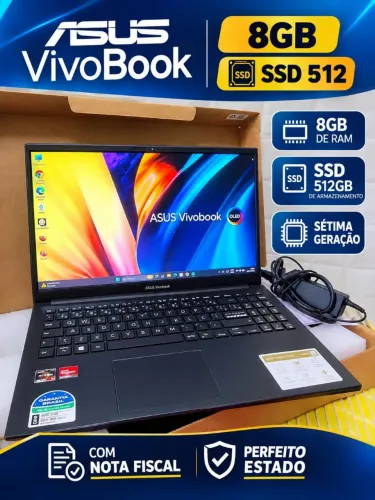 ASUS VIVOBOOK RYZEN 5 7GR 8 GB + NOTA FISCAL CAIXA 
