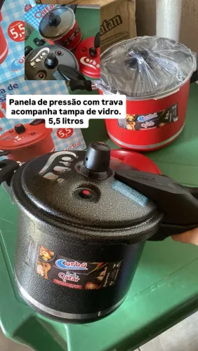 PANELA DE PRESSÃO COM TRAVA + TAMPA DE VIDRO