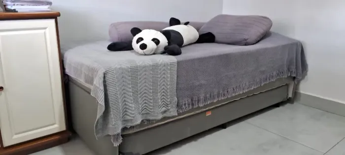 Cama Box 3 em 1 Corano Cinza Solteiro King (Viuvona) com colchão da Marca EURO