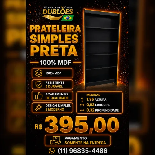 Prateleira simples preta 