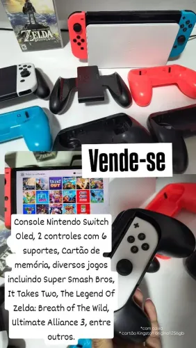 Nintendo Switch Oled + Acessórios + Jogos 