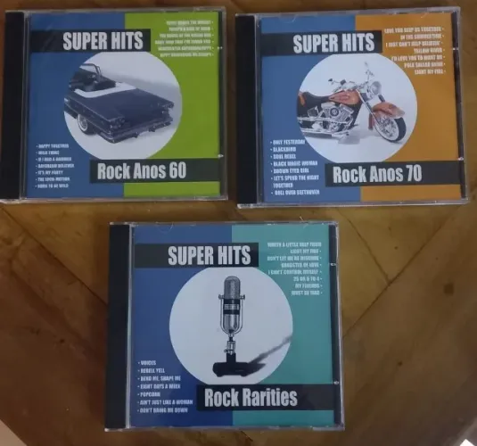 3 Cds - Cd Super Hits - Rock Anos 60 e 70 + Rock rarities - NoVOS Excelente
