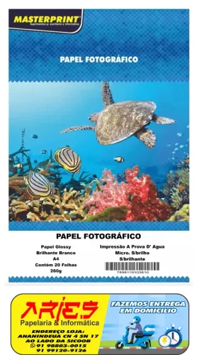 PAPEL FOTO GLOSSY MICROPORO SEM BRILHO 260G MASTERPRINT A4 20 FOLHAS PARA 3X4