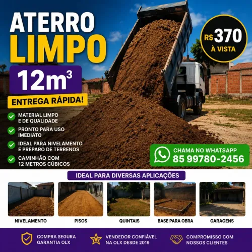 ATERRO LIMPO 12m³ COM ENTREGA RÁPIDA