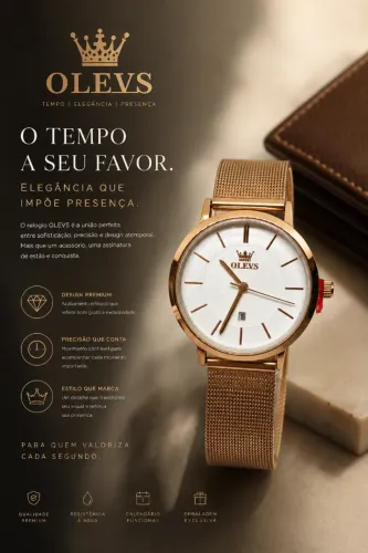 RELÓGIO FEMININO DOURADO CLÁSSICO