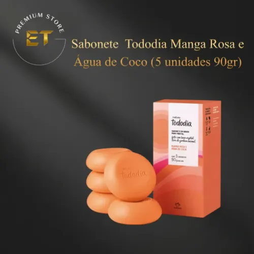 Sabonete em Barra Puro Vegetal Natura Tododia Manga Rosa e Água de Coco 