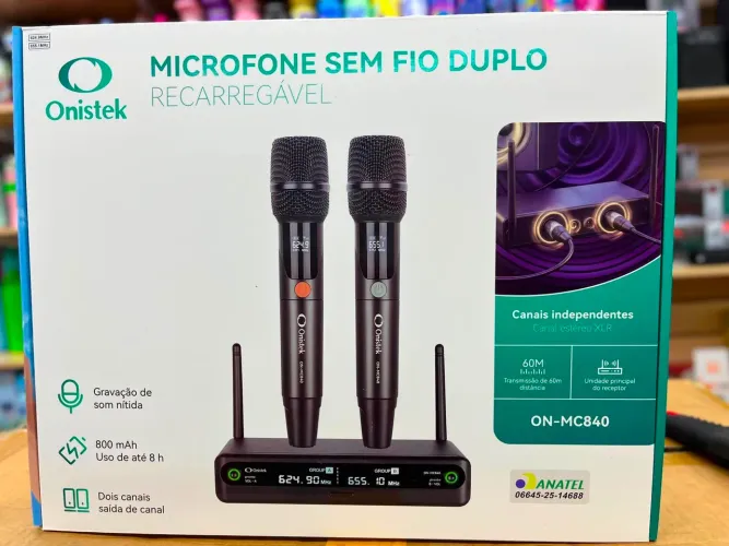 Microfone sem fio Onistek recarregável