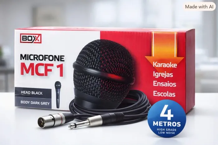 Microfone Dinâmico BOX MCF 1 - Novo e Pronto para Uso!