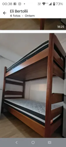 Beliche com proteção seminova madeira com colchão