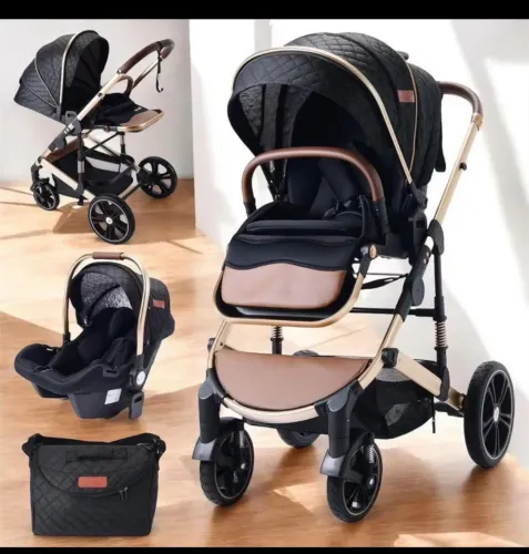 Carrinho de Bebê com Bebê Conforto Travel System Super Luxo 3 em 1 com bolsa
