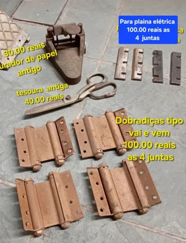 Dobradiças tipo vai e vem e outros itens 