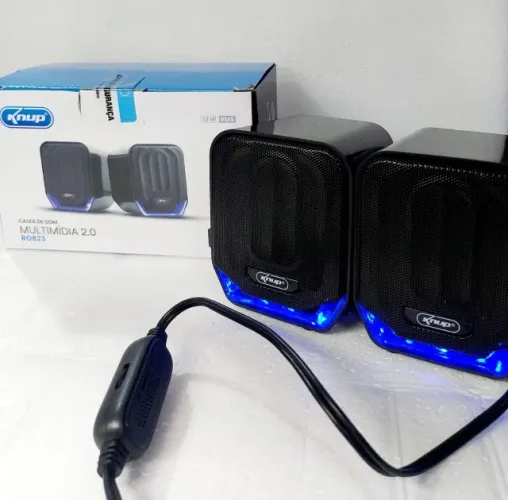 Caixa de Som Led Pra Pc Notebook Smartphone Kp-ro823 *ENTREGA GRÁTIS*