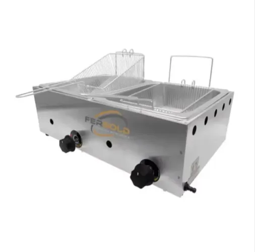 Fritadeira De Inox A Gas 10 Litros 2 Cubas