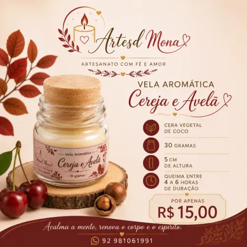 Vela Aromática Cereja e Avelã