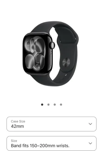 Apple Watch Series 11 GPS, 42mm Jet Black Aluminum Case with M/L Black Sport Band