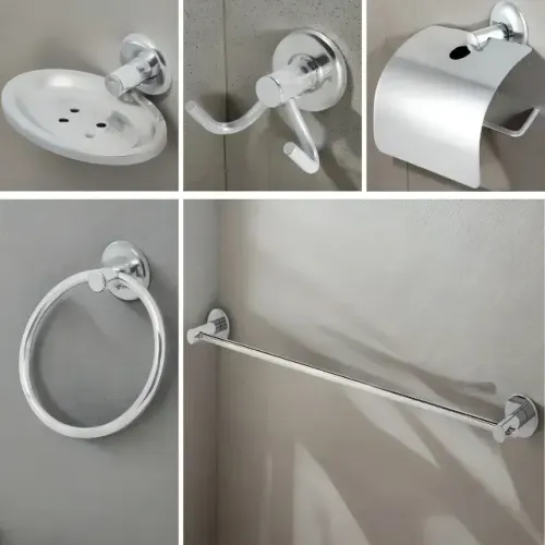 kit Acessório Banheiro Inox 5pçs - Novo a pronta entrega
