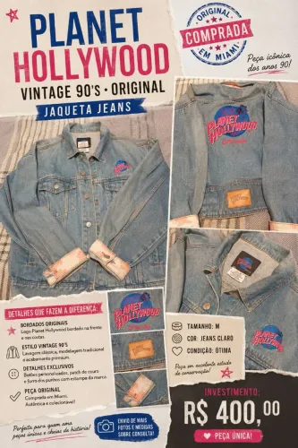 Jaqueta Planet Hollywood Original Vintage Anos 90 - Tamanho M