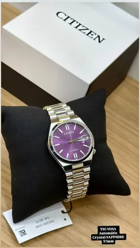 Citizen Tsuyosa unissex roxo 37mm automático NJ0200-50W - Safira frontal e traseiro