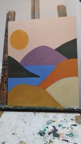 Quadro mar e montanha