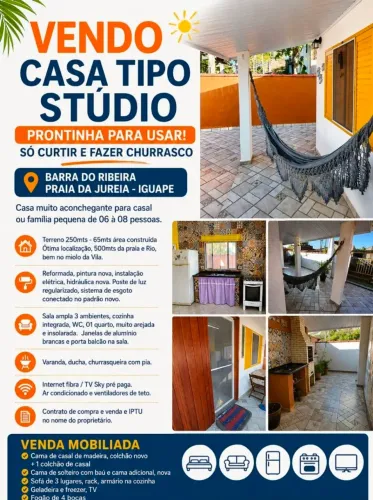 VENDO CASA ESTUDIO NA PRAIA DA JUREIA