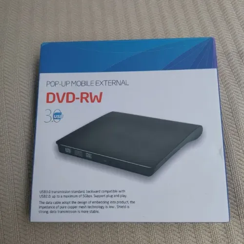 Leitor Gravador DVD CD Externo USB 3.0 Pop-Up Notebook PC Slim Portatil Com Caixa Perfeito