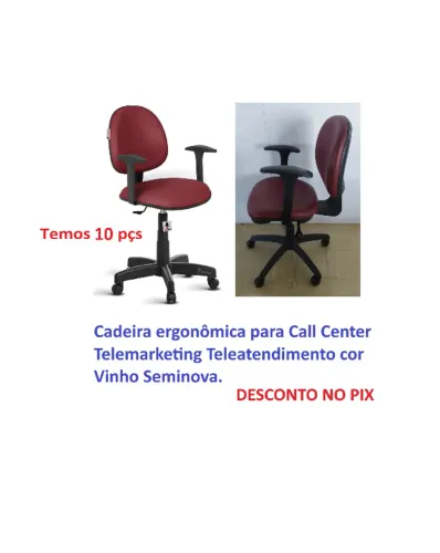 Cadeira Ergonômica Call Center / Telemarketing Vinho - Seminova 