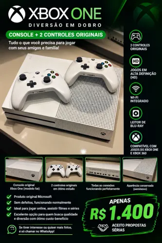 Xbox One Original + 2 Controles Originais - Seminovo