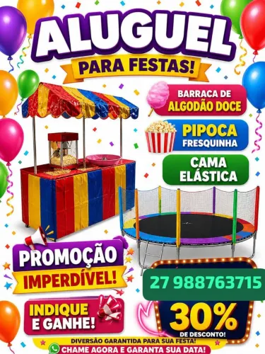 Pula pula,, algodão doce e pipoca 