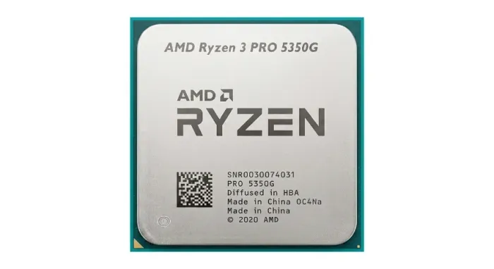 AMD Ryzen 3 PRO 5350G 4 núcleos e 8 threads, clock base de 4.0 GHz e boost de até 4.2 GHz