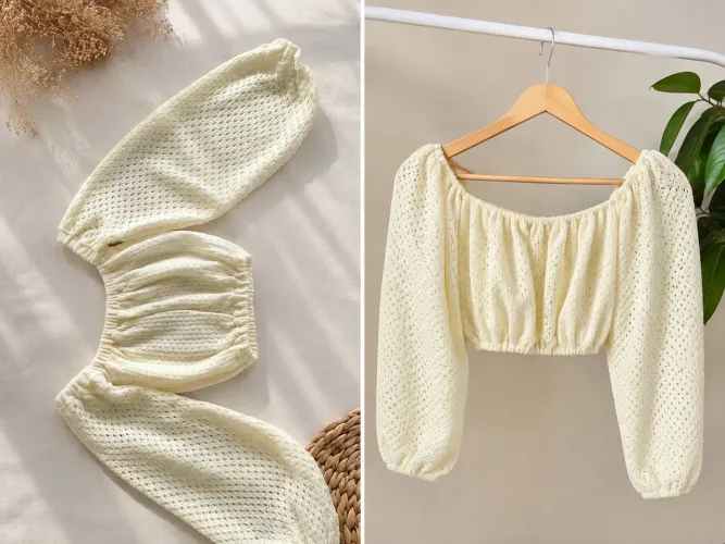 Blusa cropped off-white