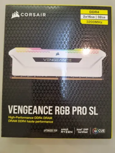 Memória RAM VENGEANCE RGB PRO SL 32 GB (2 x 16 GB) DDR4 DRAM 3200 MHz C16 - Branco