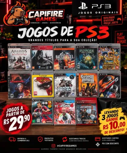 Jogos PS3 Originais | A partir de R$29,90 | Promoção 3 Jogos