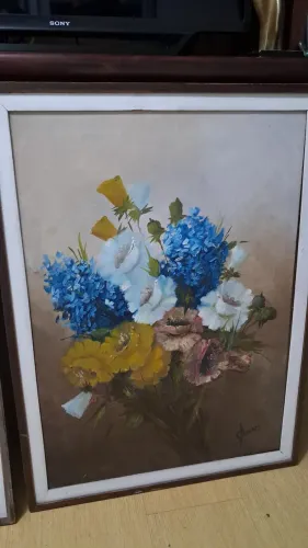 2 lindos quadros óleo sobre tela floral pix ou dinheiro