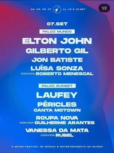 Ingresso rock rio 07/09 elton john
