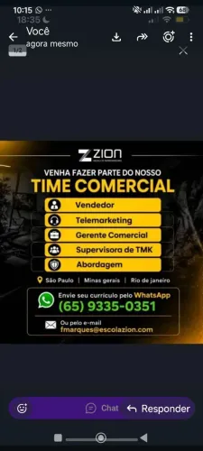 VAGAS DE EMPREGO DISPONÍVEL