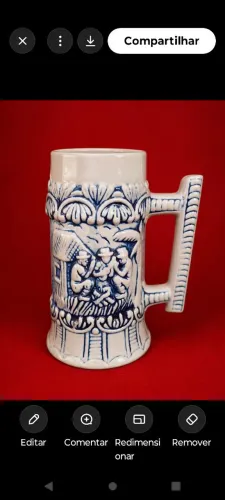 Caneca rara de Chopp Ilha Porchat 18cm porcelana 