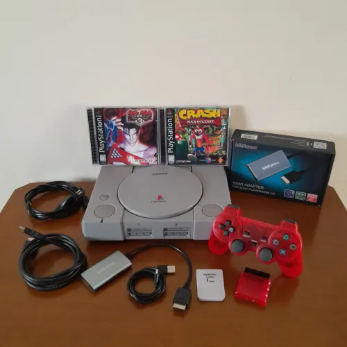 Playstatio 1 Fat com 2 Jogos Adaptador Hdmi Play 1 Ps1 Psone (Envio Olx Pay)