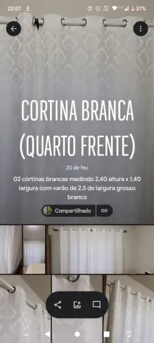 Cortina branca e varão
